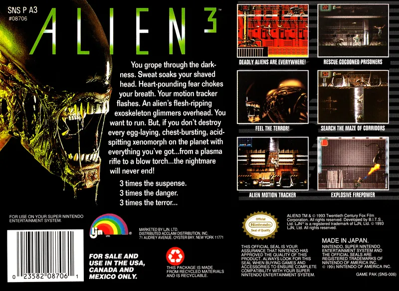 Alien³ box back