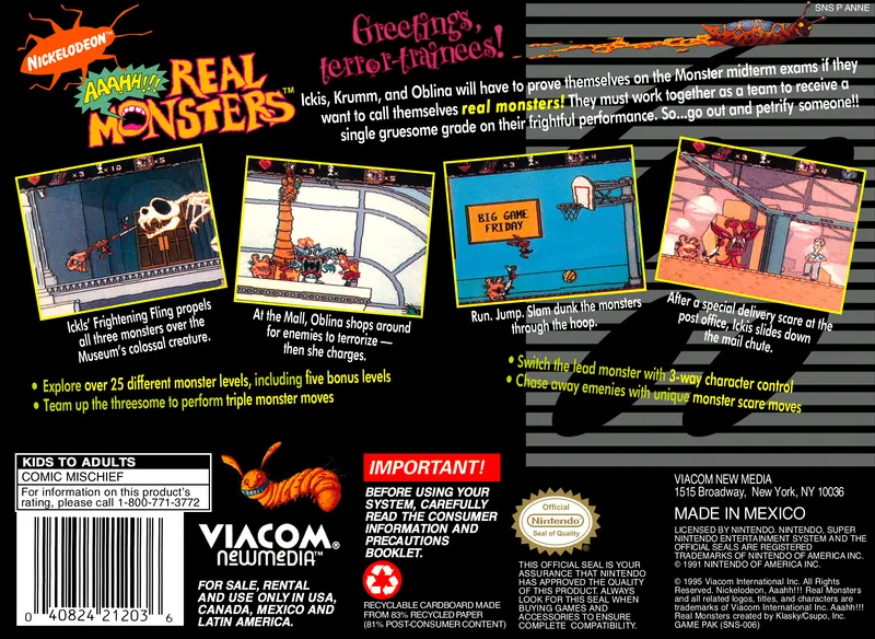 AAAHH!!! Real Monsters box back