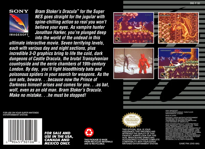 Bram Stoker's Dracula box back
