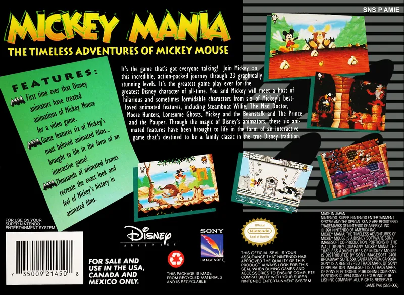 Mickey Mania: The Timeless Adventures of Mickey Mouse box back