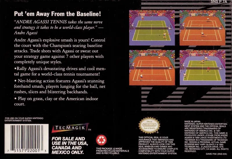 Andre Agassi Tennis box back