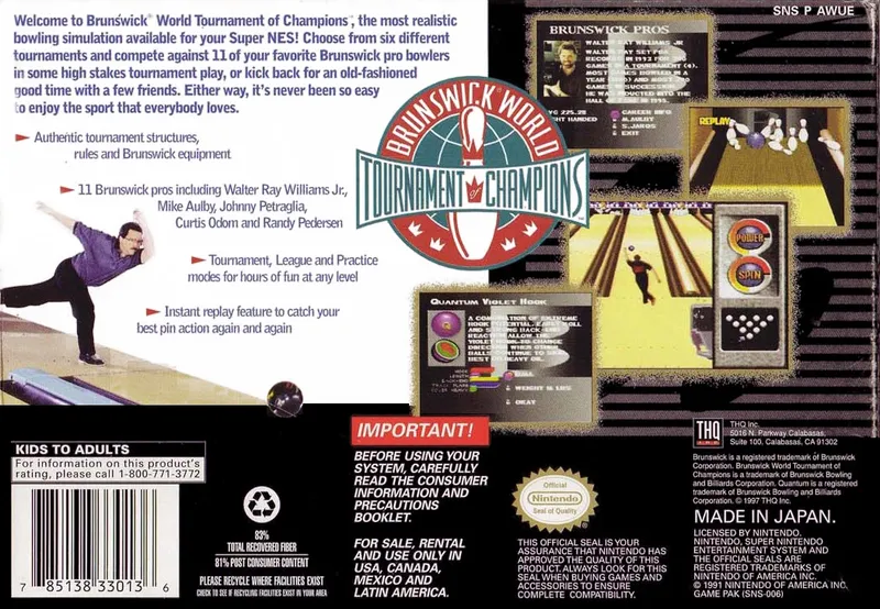 Brunswick World: Tournament of Champions box back