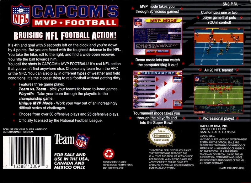 Capcom's MVP Football box back