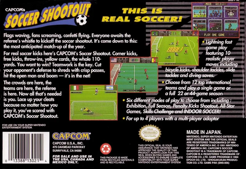 Capcom's Soccer Shootout box back