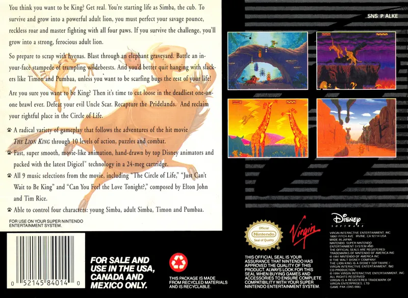 The Lion King box back