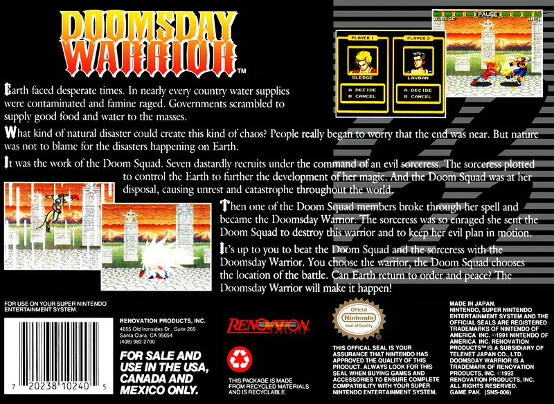 Doomsday Warrior box back
