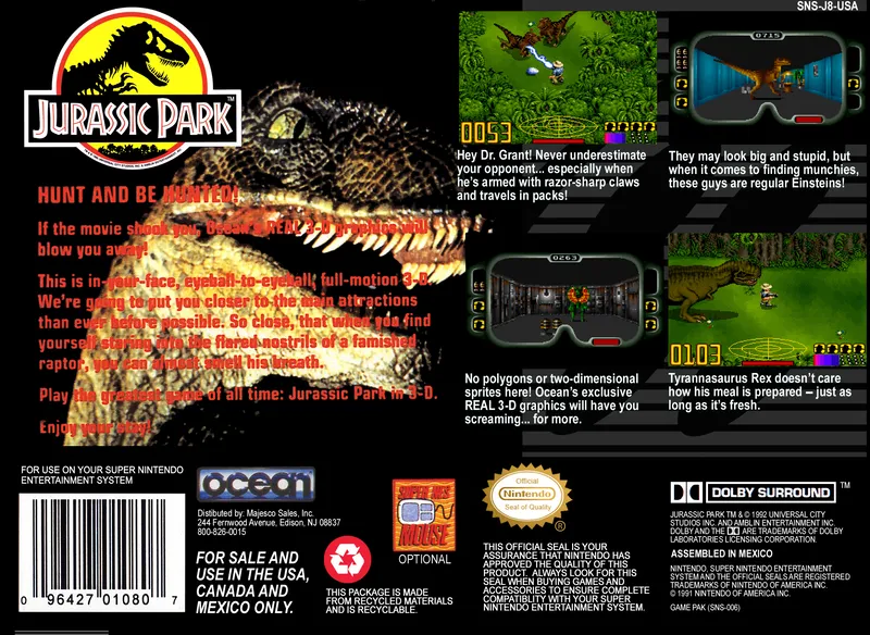 Jurassic Park box back