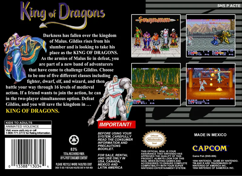 King of Dragons box back