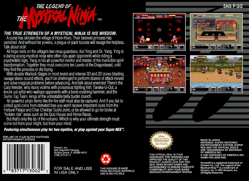 The Legend of the Mystical Ninja box back