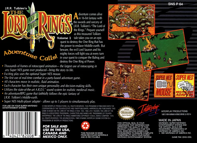 J.R.R. Tolkien's The Lord of the Rings: Volume 1 box back