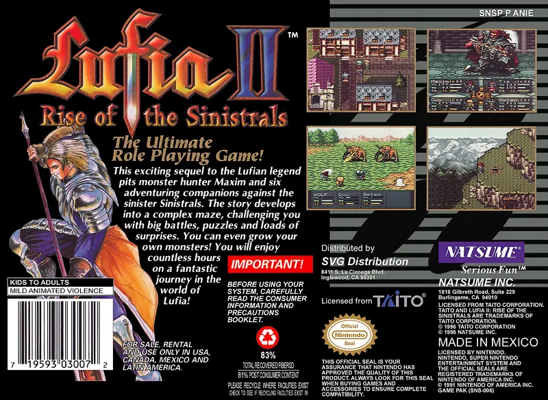 Lufia II: Rise of the Sinistrals box back