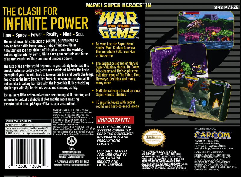 Marvel Super Heroes in War of the Gems box back