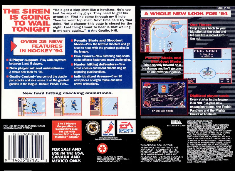 NHL '94 box back