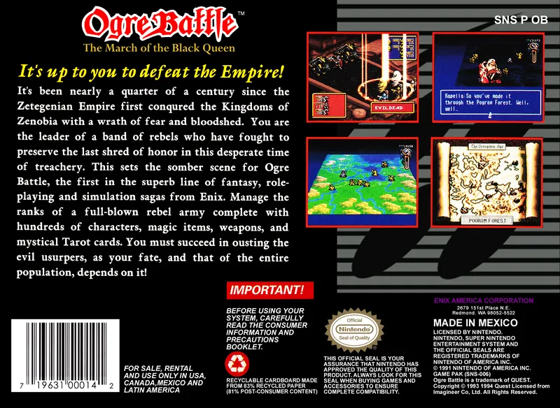 Ogre Battle: The March of the Black Queen box back