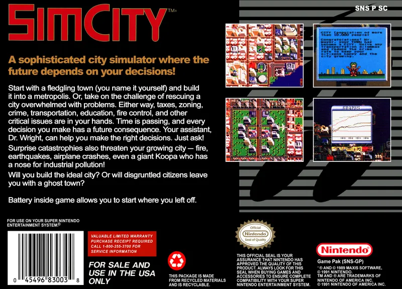SimCity box back