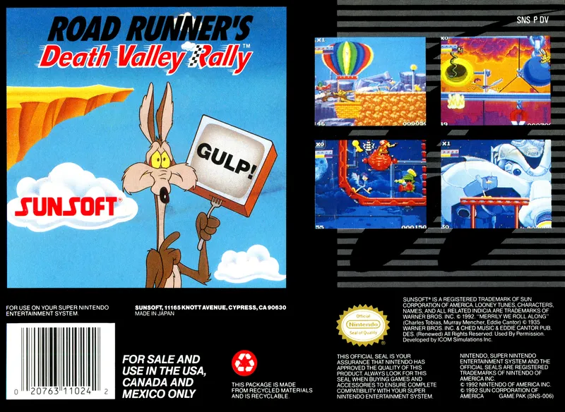 Road Runner's Death Valley Rally box back