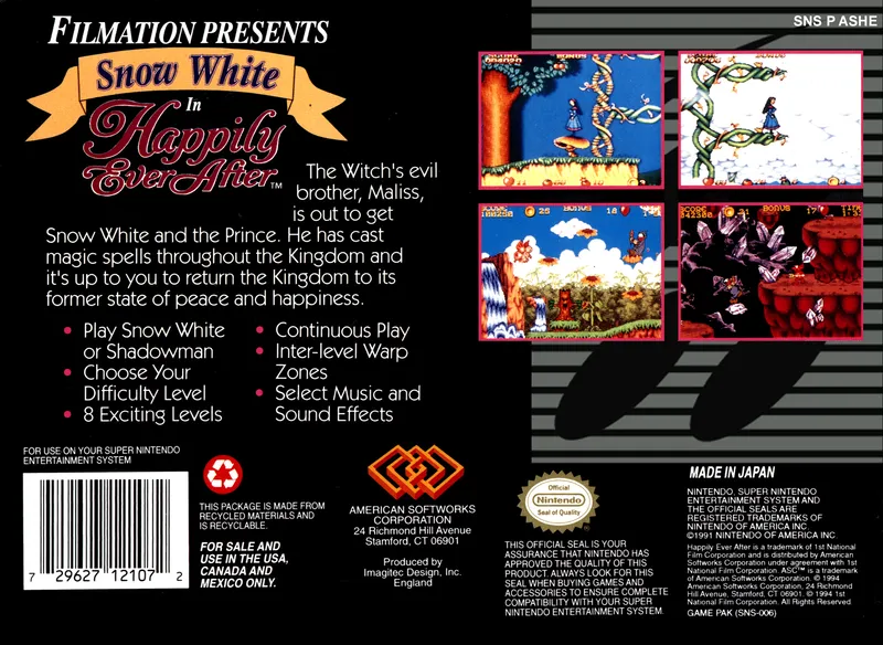 Snow White in Happily Ever After box back