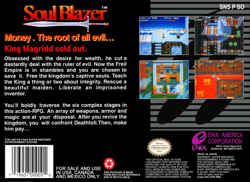 Soul Blazer box back