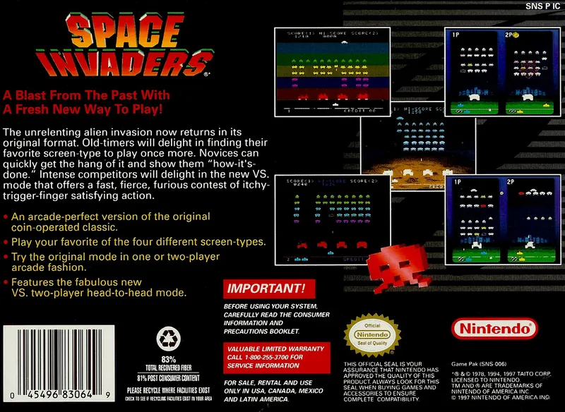 Space Invaders box back