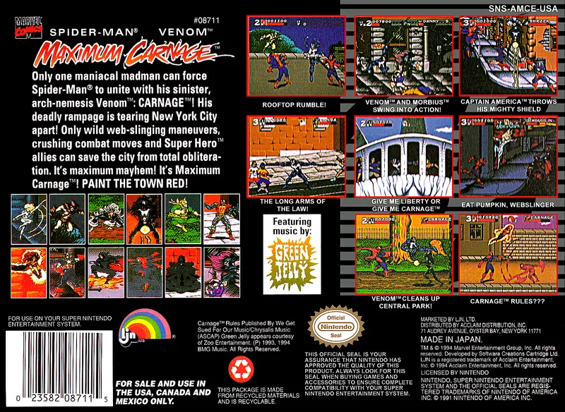Spider-Man Venom: Maximum Carnage box back
