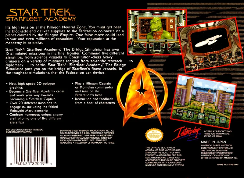 Star Trek: Starfleet Academy - Starship Bridge Simulator box back