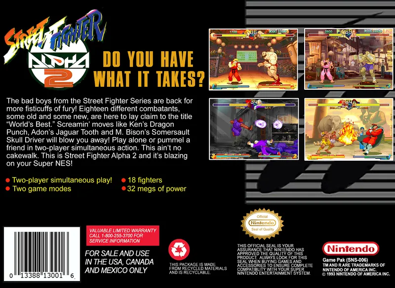 Street Fighter Alpha 2 box back