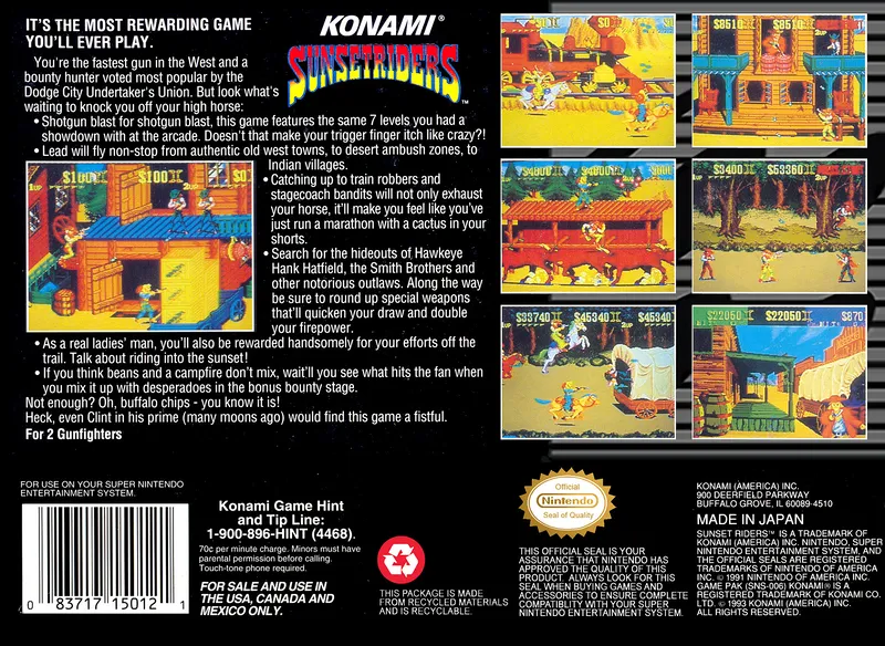 Sunset Riders box back