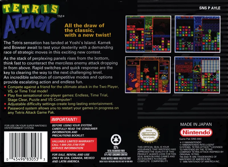 Tetris Attack box back