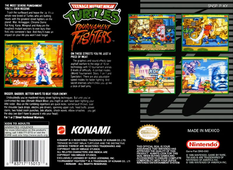 Teenage Mutant Ninja Turtles: Tournament Fighters box back