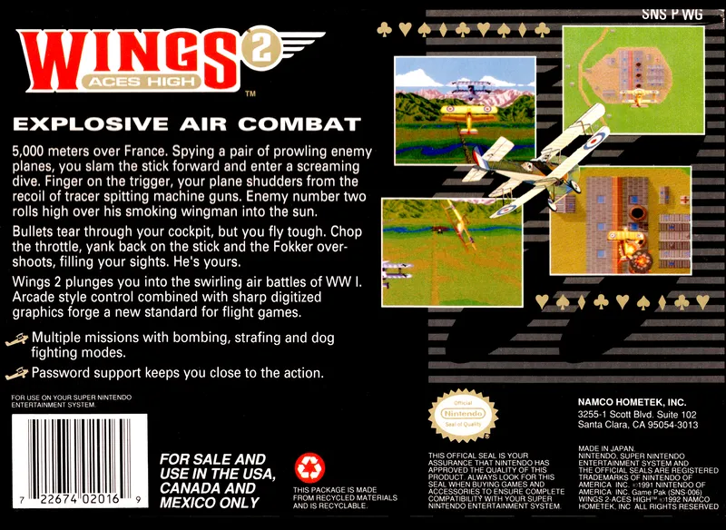 Wings 2: Aces High box back