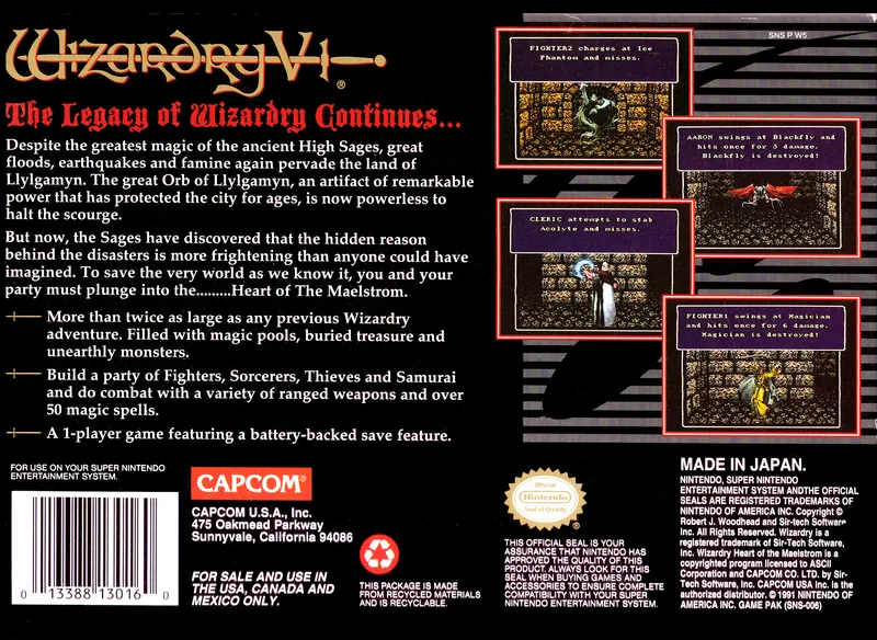 Wizardry V: Heart of the Maelstrom box back