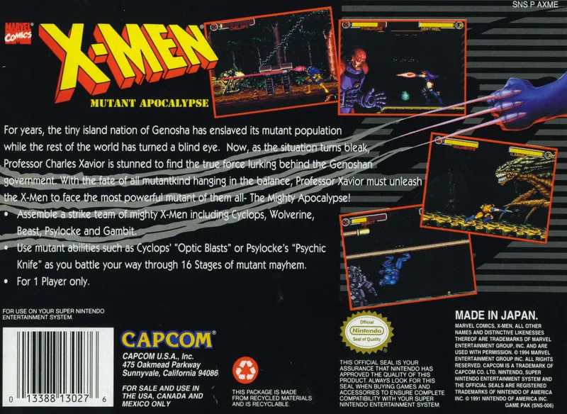 X-Men: Mutant Apocalypse box back