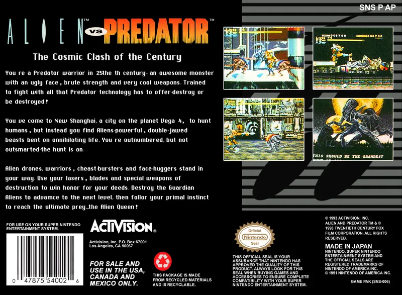 Alien Vs Predator box back