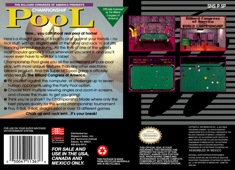 Championship Pool box back