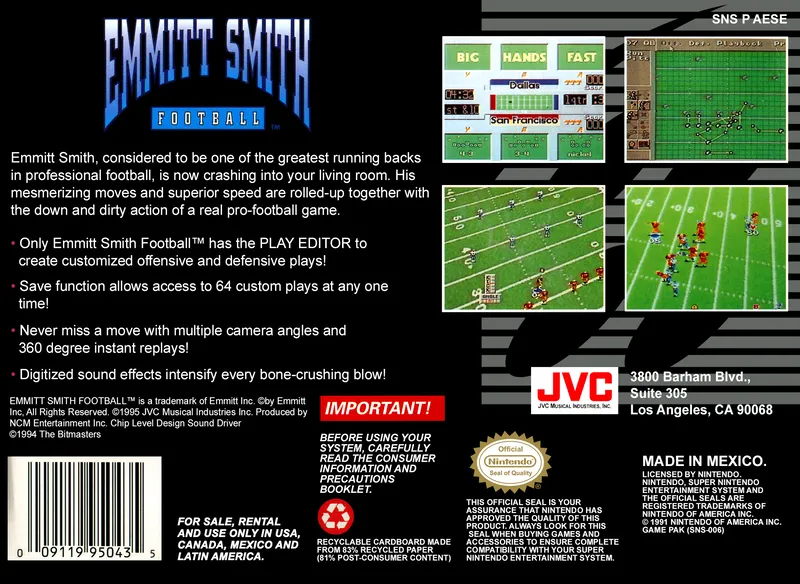 Emmitt Smith Football box back