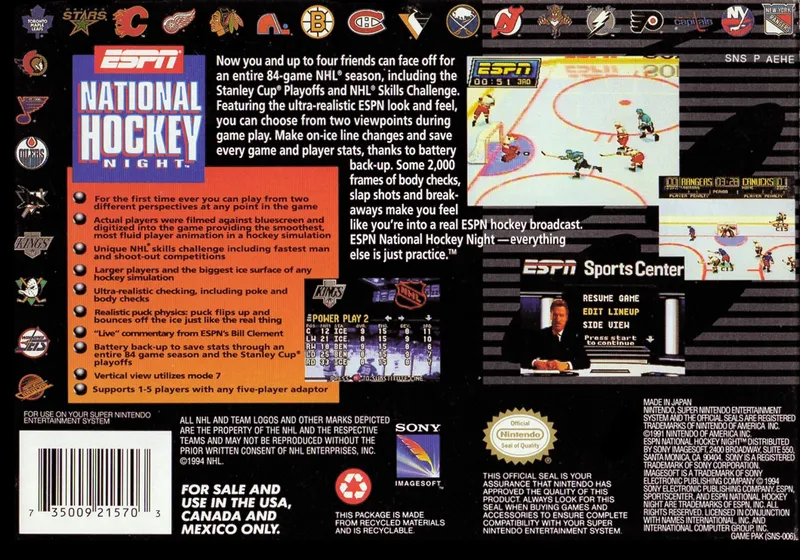 ESPN National Hockey Night box back