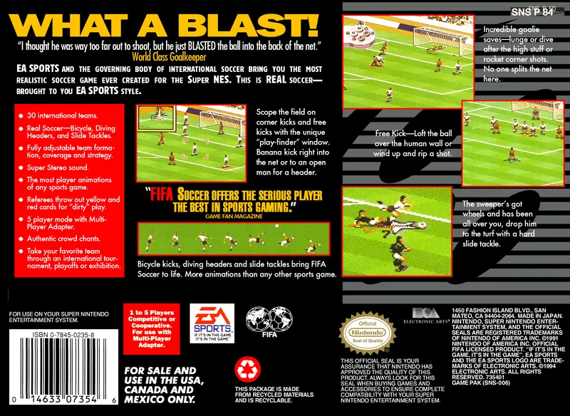 FIFA International Soccer box back