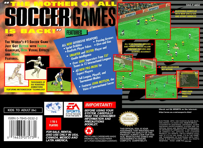 FIFA 96 Soccer box back