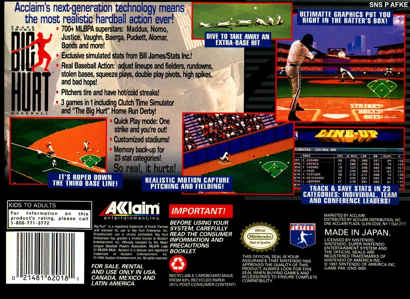 Frank Thomas Big Hurt Baseball box back