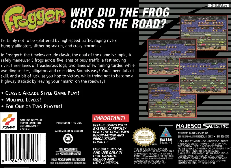 Frogger box back