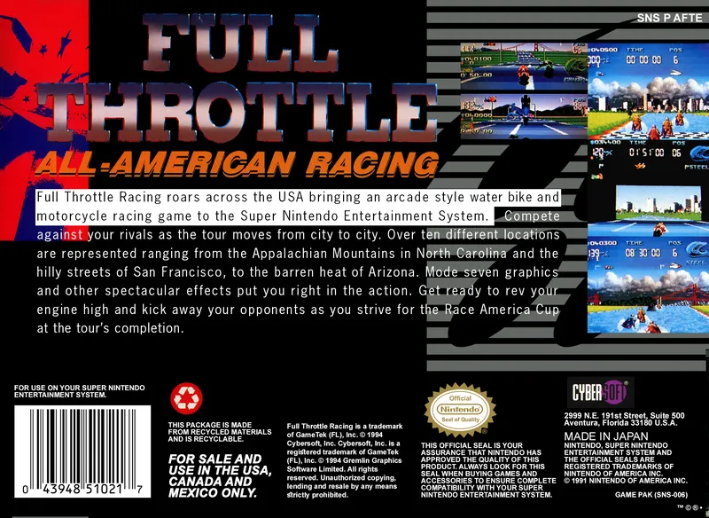 Full Throttle: All-American Racing box back