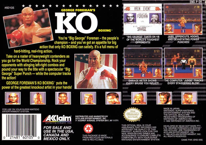 George Foreman's KO Boxing box back