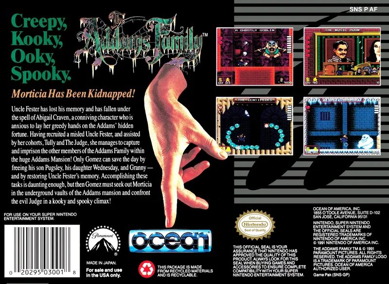 The Addams Family box back