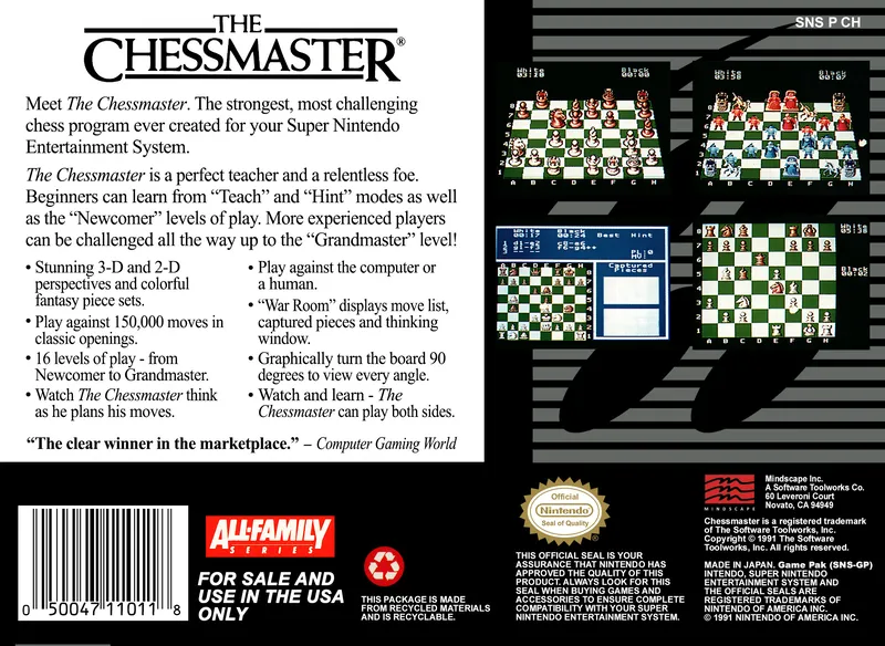 The Chessmaster box back