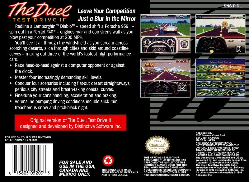 The Duel: Test Drive II box back