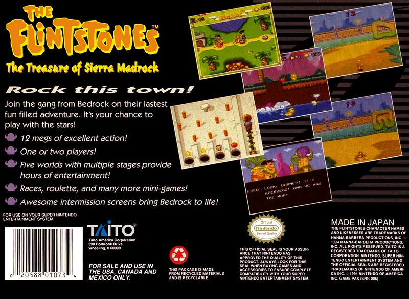 The Flintstones: The Treasure of Sierra Madrock box back