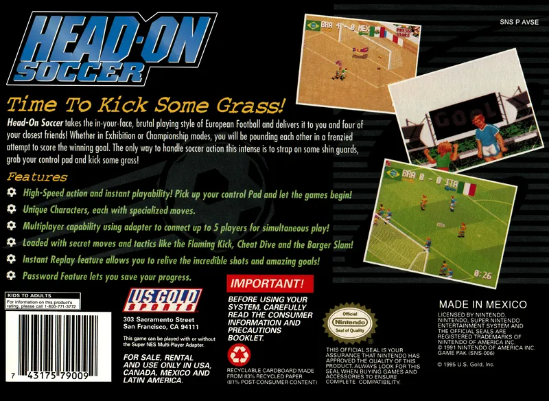 Head-On Soccer box back