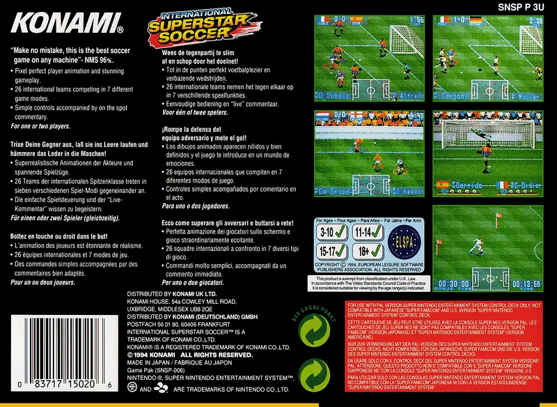 International Superstar Soccer box back