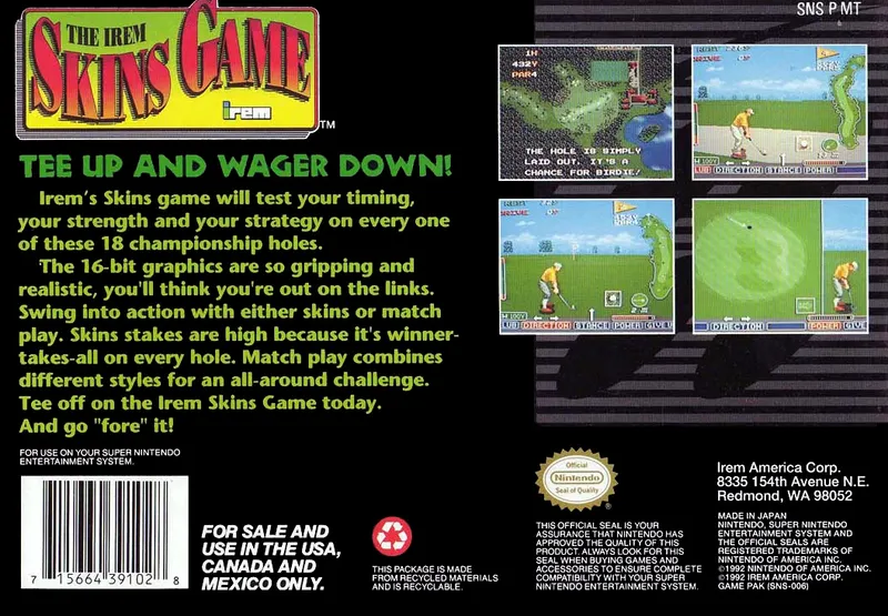 The Irem Skins Game box back