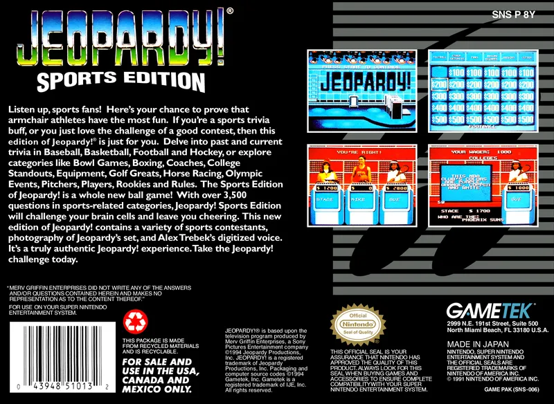 Jeopardy!: Sports Edition box back